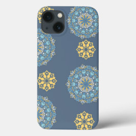 Turquise Teal Blue an gult Mandala Art Mönster