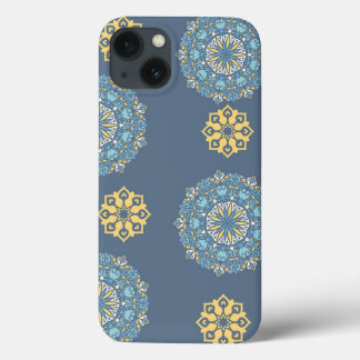 Turquise Teal Blue an gult Mandala Art Mönster
