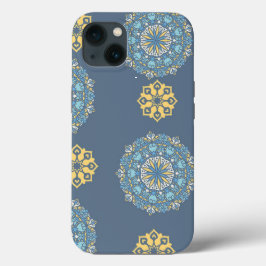 Turquise Teal Blue an gult Mandala Art Mönster