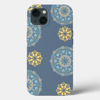 Turquise Teal Blue an gult Mandala Art Mönster