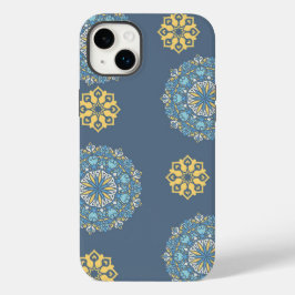 Turquise Teal Blue an gult Mandala Art Mönster