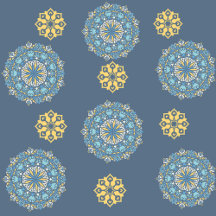 Turquise Teal Blue an gult Mandala Art Mönster