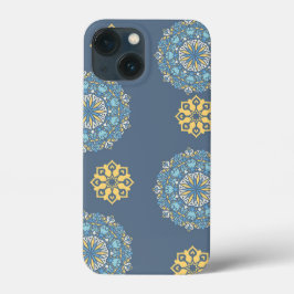Turquise Teal Blue an gult Mandala Art Mönster