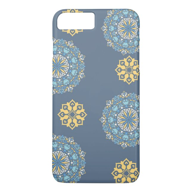 Turquise Teal Blue an gult Mandala Art Mönster Case-Mate iPhone Skal (Baksida)
