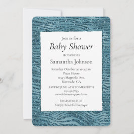 Turquise Teal Blue Glitter Zebra tryck Inbjudningar