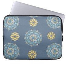 Turquise, Teal Blue och Gult Mandala Art Patte