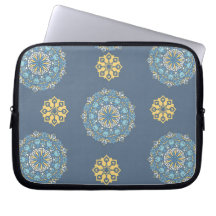 Turquise, Teal Blue och Gult Mandala Art Patte