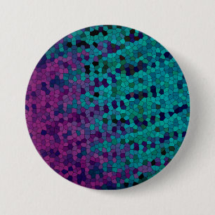 Turquise Teal Blue och Lila Violet Mosaic Knapp