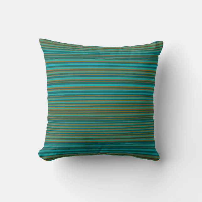 Turquise Teal & Burnt Orange Rand Kudde (Framsida)