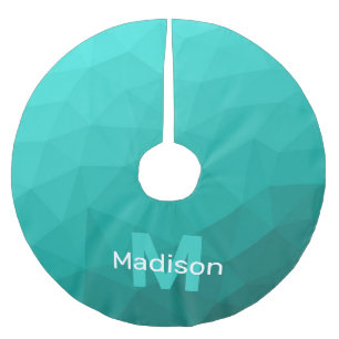 Turquise teal geometric mönster Monogram Julgransmatta Borstad Polyester