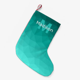 Turquise teal geometric mönster Monogram Liten Julstrumpa