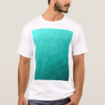 Turquise teal gradient geometric nät mönster t shirt<br><div class="desc">Elegant modern geometrisk t-shirt för alla. Ljusturkos gradient geometric network mönster bright triangles ombre. Triangelns geometriska nät med kombinerad övertoningsdesign.</div>