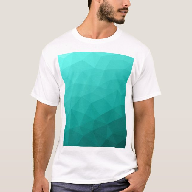 Turquise teal gradient geometric nät mönster t shirt (Framsida)