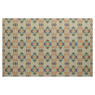 Turquise Teal Orange Native Tribal Mosaic Mönster Tyg