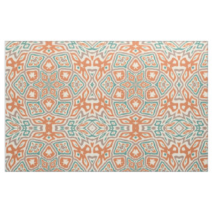 Turquise Teal Orange Retro Nouveau Deco Mönster Tyg