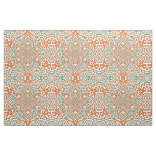 Turquise Teal Orange Retro Nouveau Deco Mönster Tyg