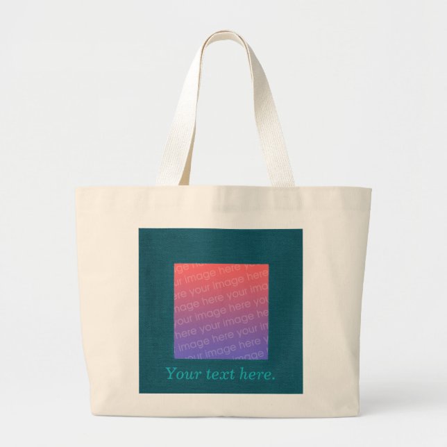 Turquise Teal Square Ram Lägg till bild Tote bags Jumbo Tygkasse (Framsidan)