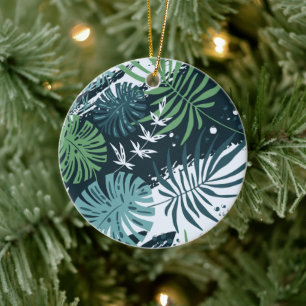 Turquise Teal Tropical jul Julgransprydnad Keramik