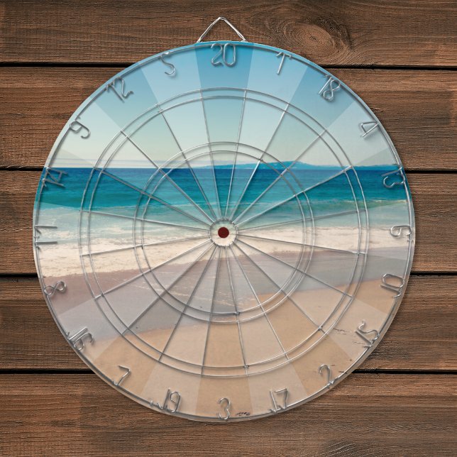 Turquise Teal Vintage Stil Beach Photo Darttavla (Skapare uppladdad)