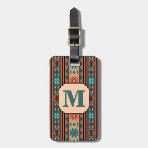 Turquise Terracotta Monogram i sydvästlig design Bagagebricka