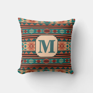 Turquise Terracotta Monogram i sydvästlig design Kudde