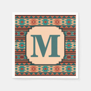 Turquise Terracotta Monogram i sydvästlig design Pappersservett