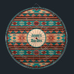 Turquise Terracotta Monogram i sydvästlig design Piltavla<br><div class="desc">Ursprungligt Indian i sydvästra stil med geometrisk mönster med traditionella toner av ljus och mörk turkos,  adobe beige,  terracotta och svart. Anpassa med ditt eget Monogram eller text för att dekorera New mexico,  Arizona,  Colorado och Utah-öknen hemma,  eller för att accentuera den westerna bäran.</div>