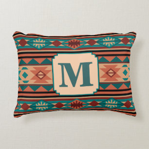 Turquise Terracotta Monogram i sydvästlig design Prydnadskudde