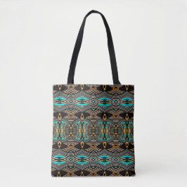 Turquise Tides Abstrakt Tribal Tote Tygkasse