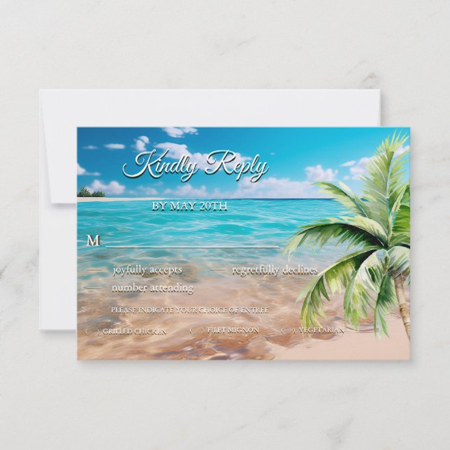 Turquise Tides Tropical Handflatan Träd Beach Wedd OSA Kort (Framsida)