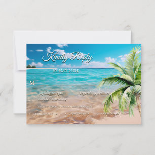 Turquise Tides Tropical Handflatan Träd Beach Wedd OSA Kort