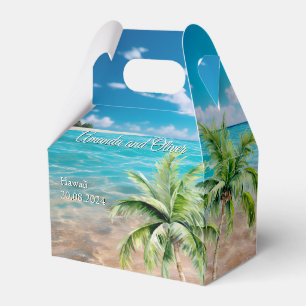 Turquise Tides Tropical Handflatan Träd Beach Wedd Presentaskar