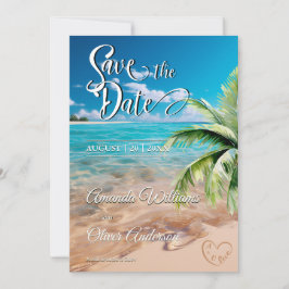 Turquise Tides Tropical Handflatan Träd Beach Wedd Spara Datumet