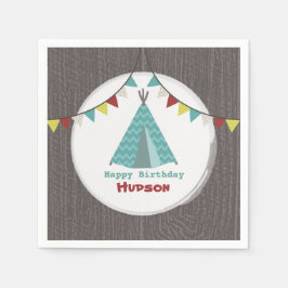 Turquise Tipi Birthday Napkins Pappersservett