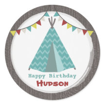 Turquise Tipi Birthday Sticker