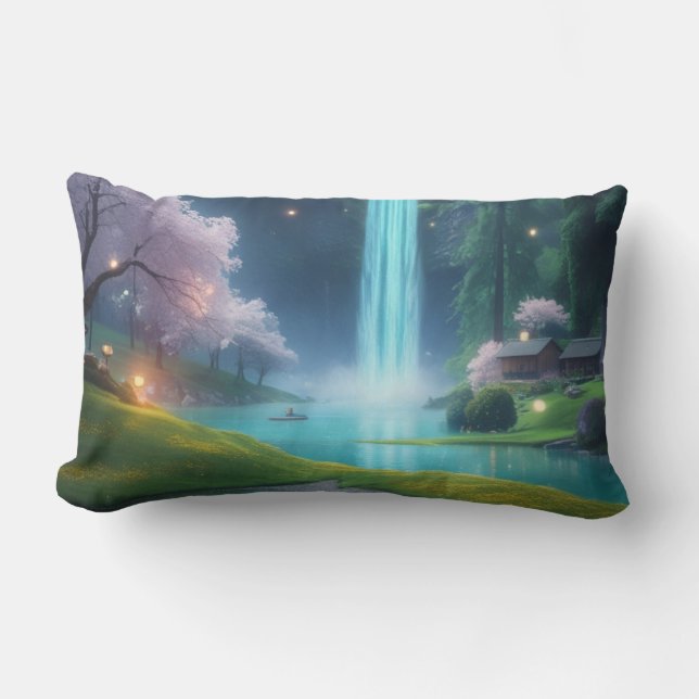 "Turquise Tranquilitet - Drift in i Lugn Vatten Lumbarkudde (Framsida)