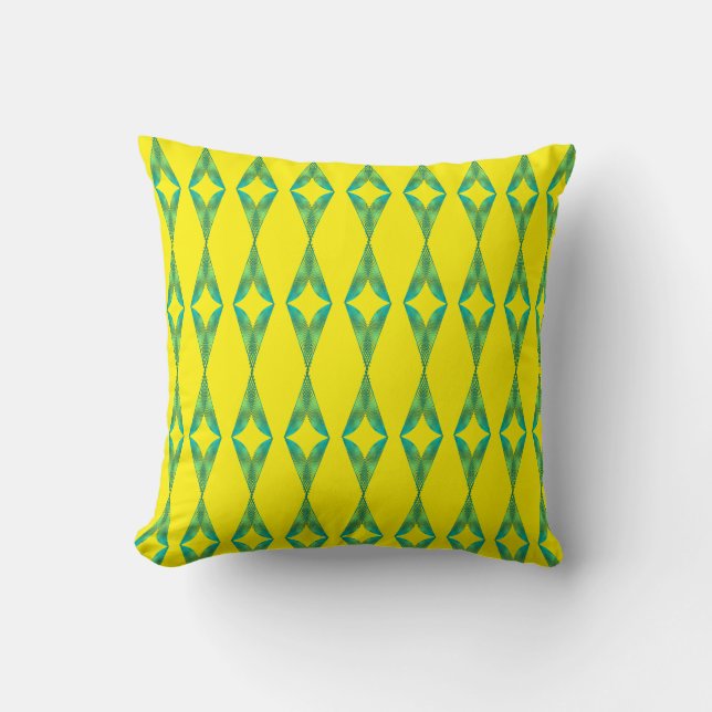 Turquise Triangels Geometric Mönster Gult Kudde (Framsida)