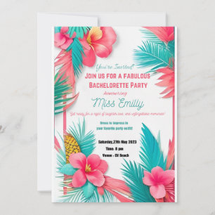 Turquise Tropical Bachlorette Party bjudan Inbjudningar