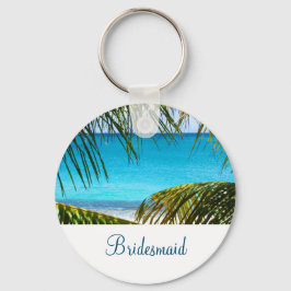 Turquise Tropical Beach Wedding Bridesmaid Nyckelring