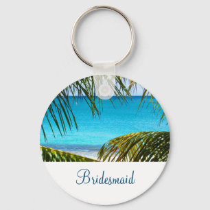 Turquise Tropical Beach Wedding Bridesmaid Nyckelring