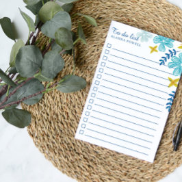 Turquise Tropical Flowers to Do List Post-it Block