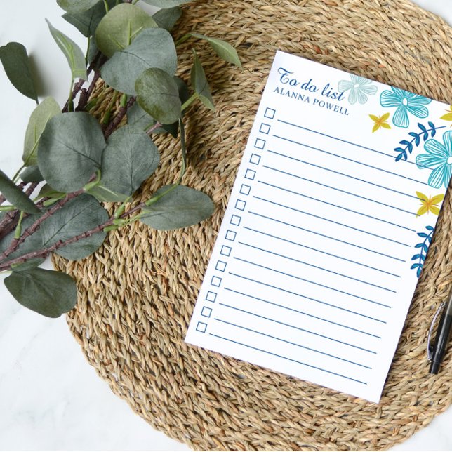 Turquise Tropical Flowers to Do List Post-it Block (Skapare uppladdad)