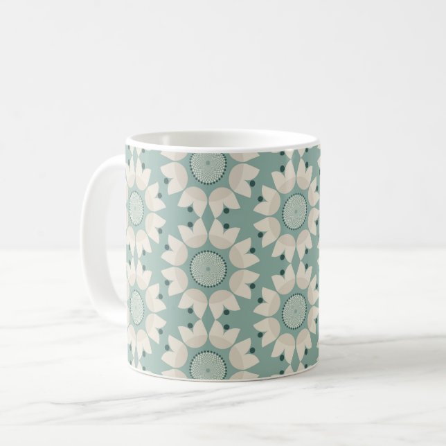 Turquise vår blommor kaffemugg (Framsida vänster)