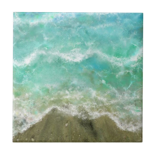 Turquise Vatten Beach Ceramic Tile Gift Kakelplatta (Framsidan)