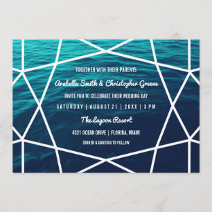 Turquise Vinkar Geometric Wedding-inbjudan Inbjudningar