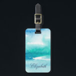 Turquise Watercolor Ocean Personlig Namn Bagagebricka<br><div class="desc">Turquise vattencolor abstrakt Sea custom name Bagtag-tagg</div>