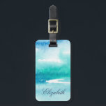 Turquise Watercolor Ocean Personlig Namn Bagagebricka<br><div class="desc">Turquise vattencolor abstrakt Sea custom name Bagtag-tagg</div>