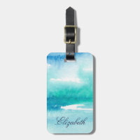 Turquise Watercolor Ocean Personlig Namn