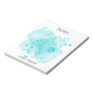 Turquise Watercolor Paint Blotter med ditt namn Anteckningsblock