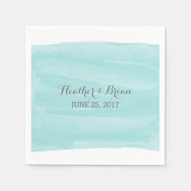 Turquise Watercolor Papper Napkins Pappersservett (Framsidan)